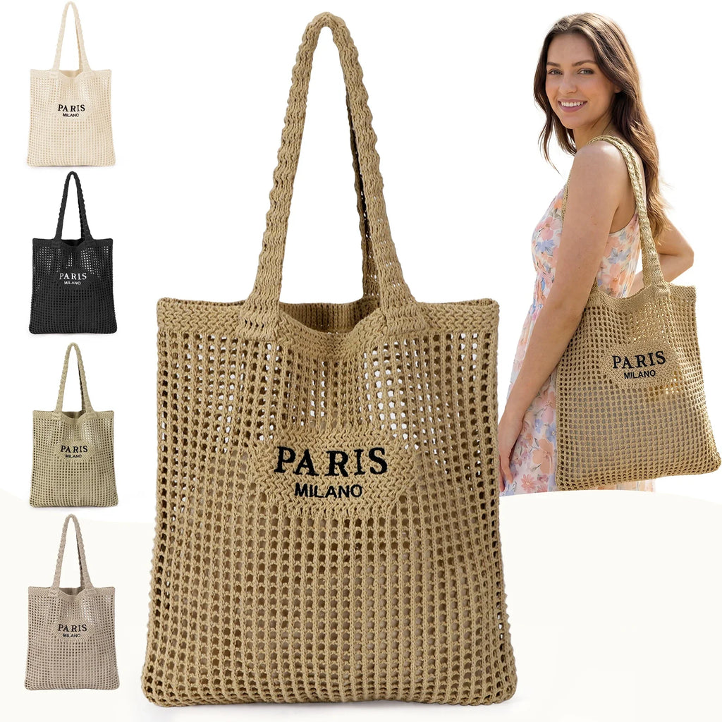 Crochet Tote Bag Women Mesh Beach Knit Summer Aesthetic Boho