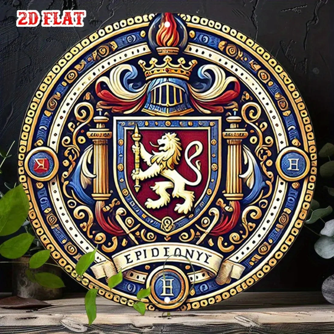 Perfecsy Vintage Lion Crest Metal Wall Plaque, 2D Aluminum Royal Emblem Sign for Home Garage Cafe Office Decor — main product