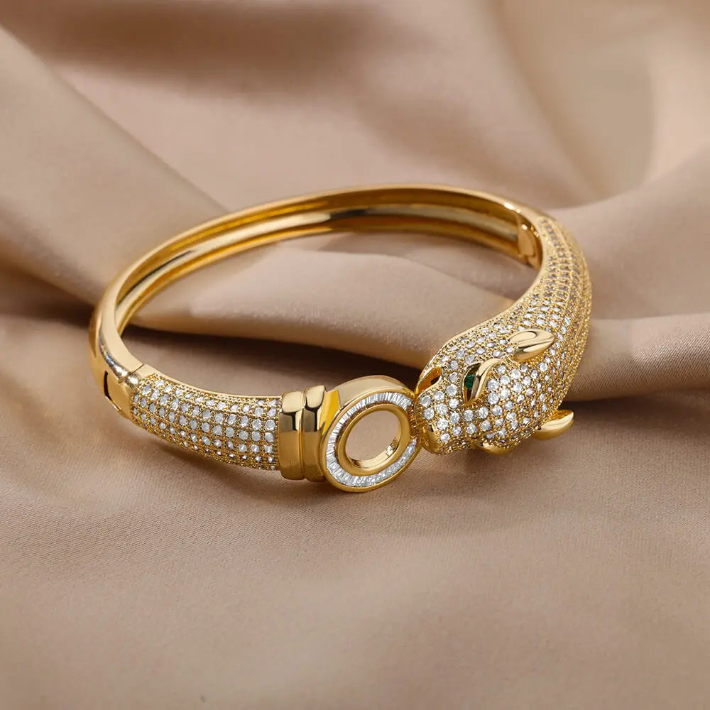 Envy NYC Envy NYC Cubic Zirconia Leopard Bangle Bracelet — detail shot 6