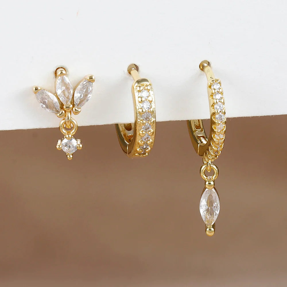 SORI STYLE 3PCS Horse Eye Zircon Stud Earrings — comparison shot
