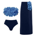 Women's 2 Piece Laser Flower Bandeau Bikini Set Push Up Swimsuit