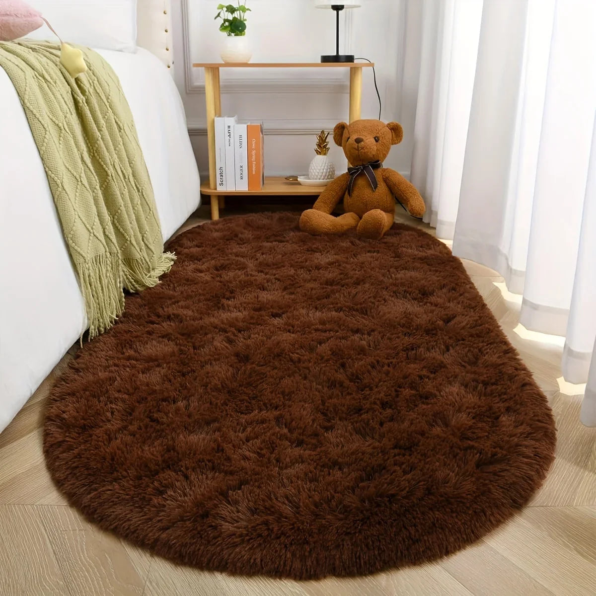 Perfecsy VIKAMA Grey Dense Silk Carpet Winter Warm Carpet Bedroom Bedside Rugs Living Room Sofa Carpet  Long Hair Soft Floor 
