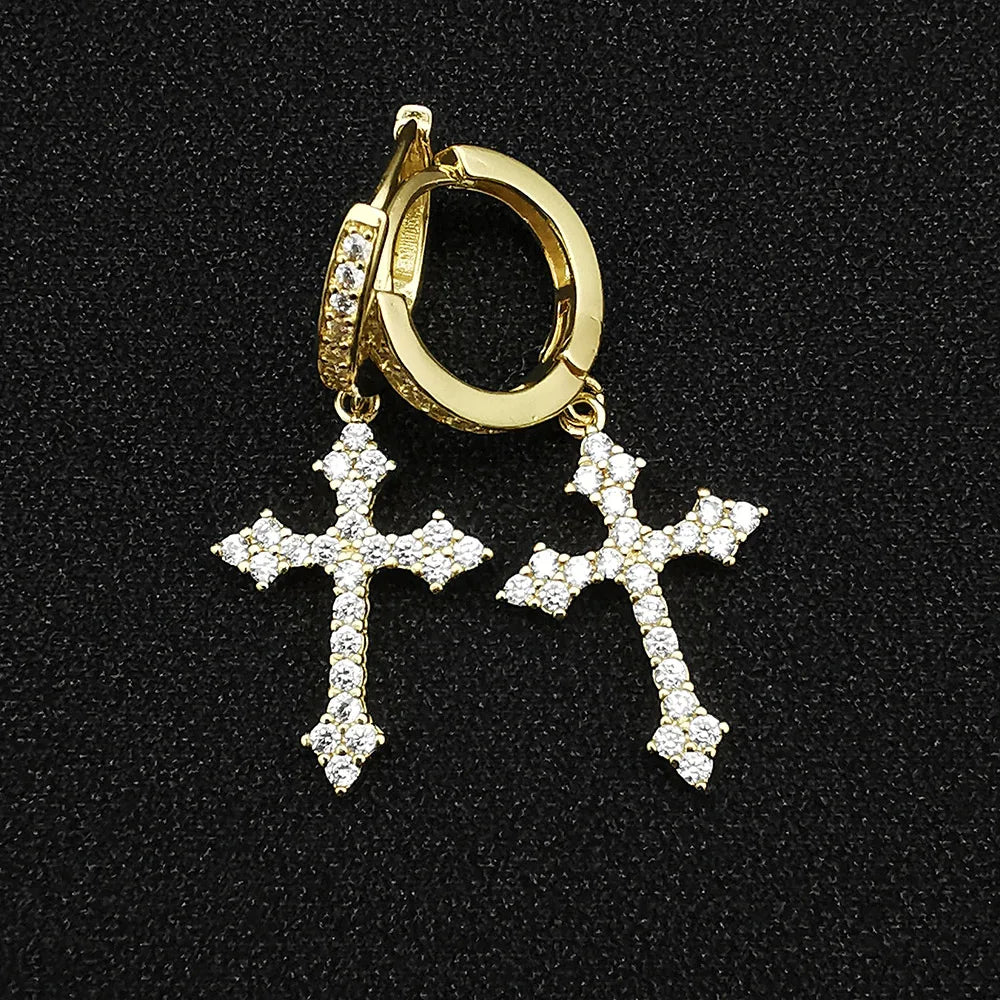 MyClosetAid Gold Silver Cross Earrings — side view