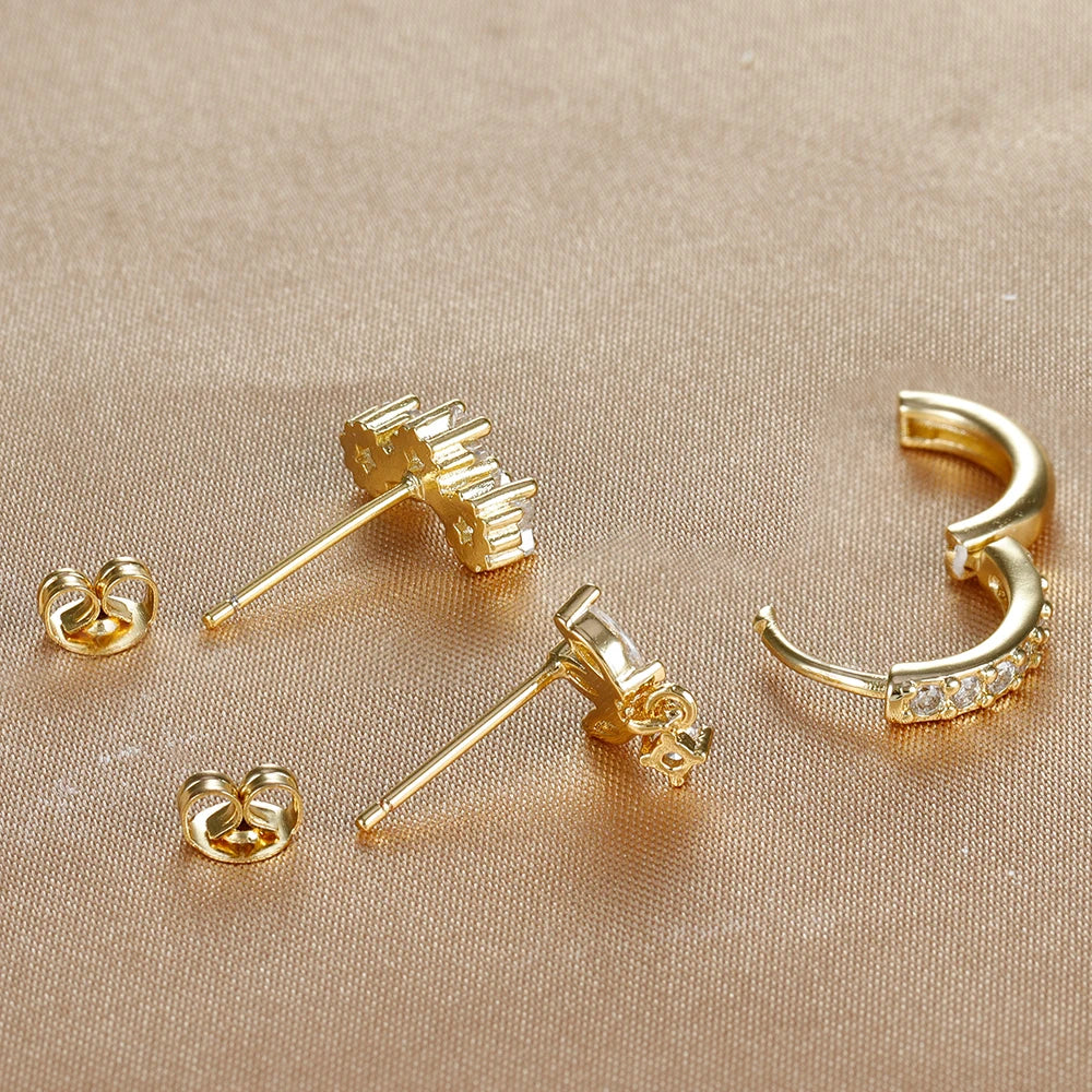 SORI STYLE 3PCS Star Zircon Hoop Huggie Earrings — side view