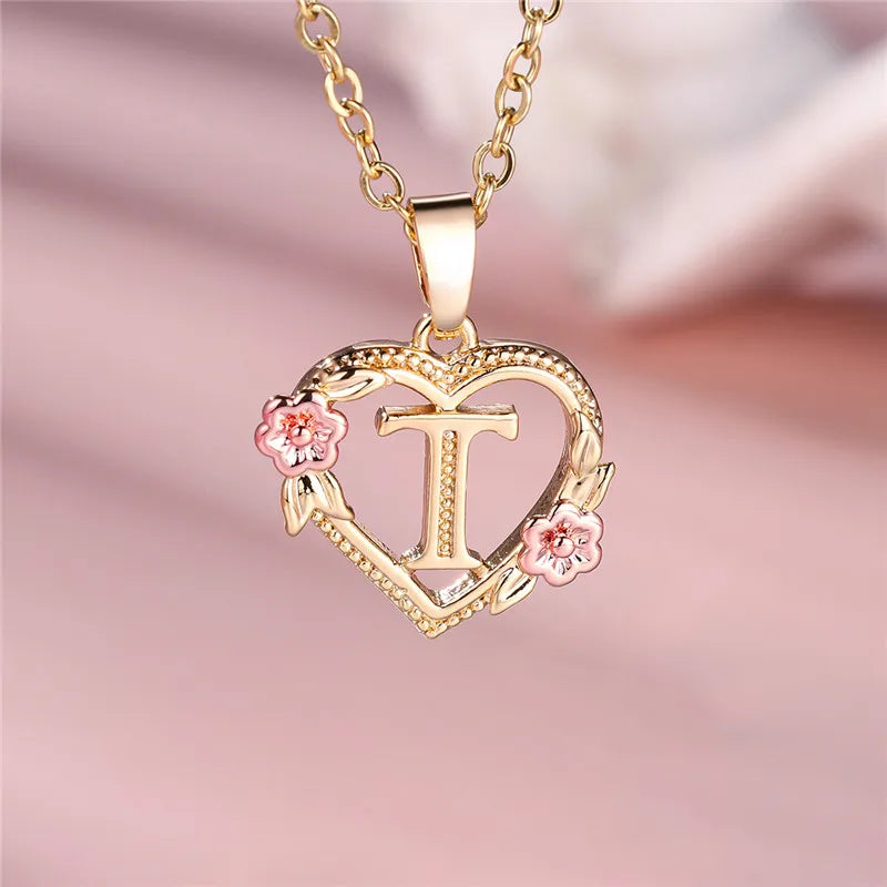 MyClosetAid Female A-Z Letter Flower Pendant Necklace — side view