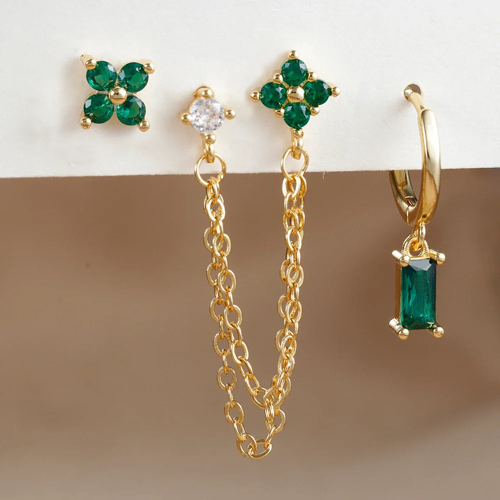SORI STYLE Zodiac Birthstone Earrings Set for Everyday Celestial Style — back view