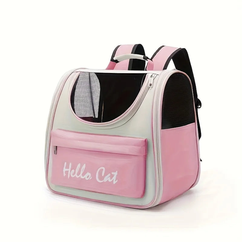 Perfecsy Large capacity collapsible pet backpack with zip closure, handle and mesh vent, perfect for cats and small dogs trav