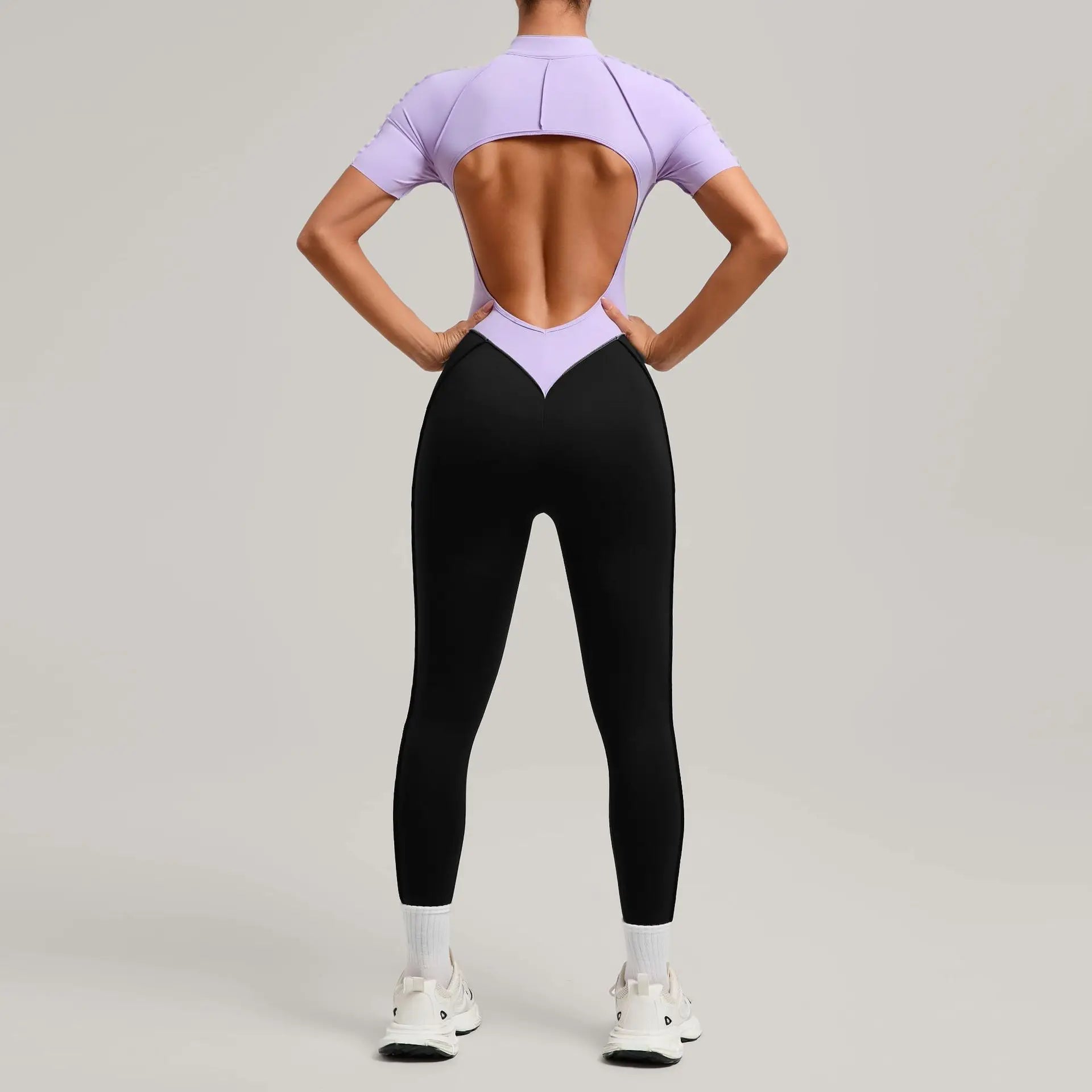 Women's One Piece Yoga Jumpsuit Short Sleeve Push Up Training Bodysuit