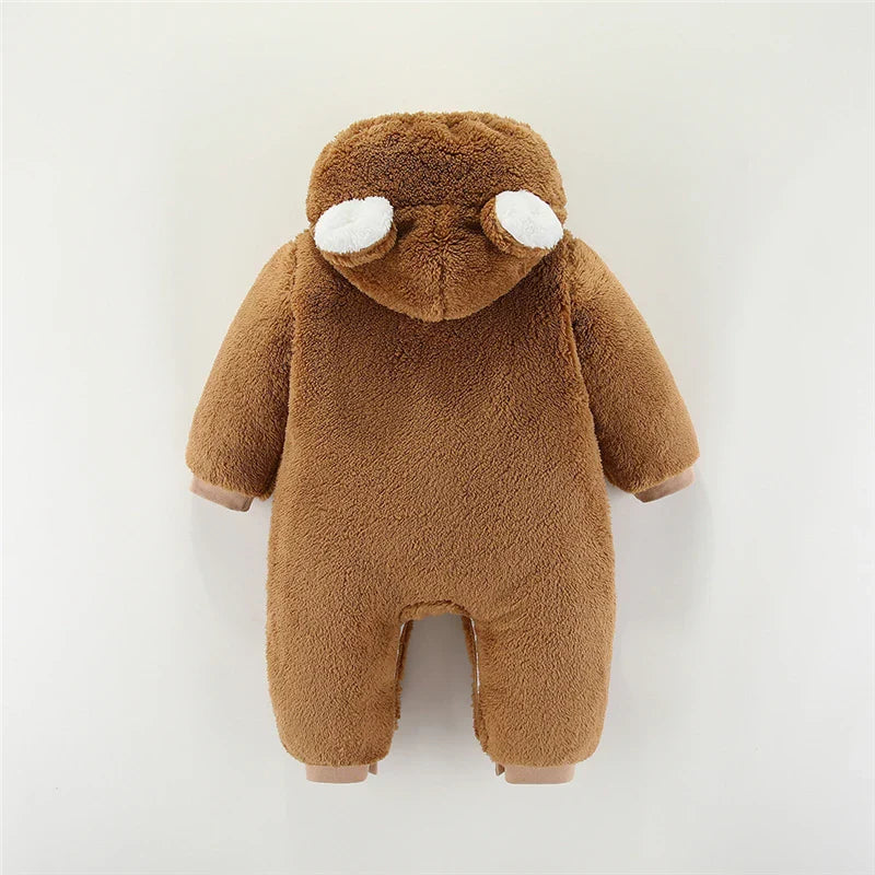SORI STYLE Winter Hooded Baby Romper with Cute Ears — product on model