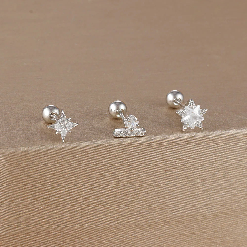 SORI STYLE 3PCS Crown Stud Earring Set for Women — fabric or material detail