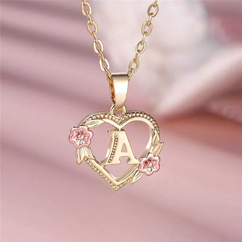 MyClosetAid Female A-Z Letter Flower Pendant Necklace — lifestyle context