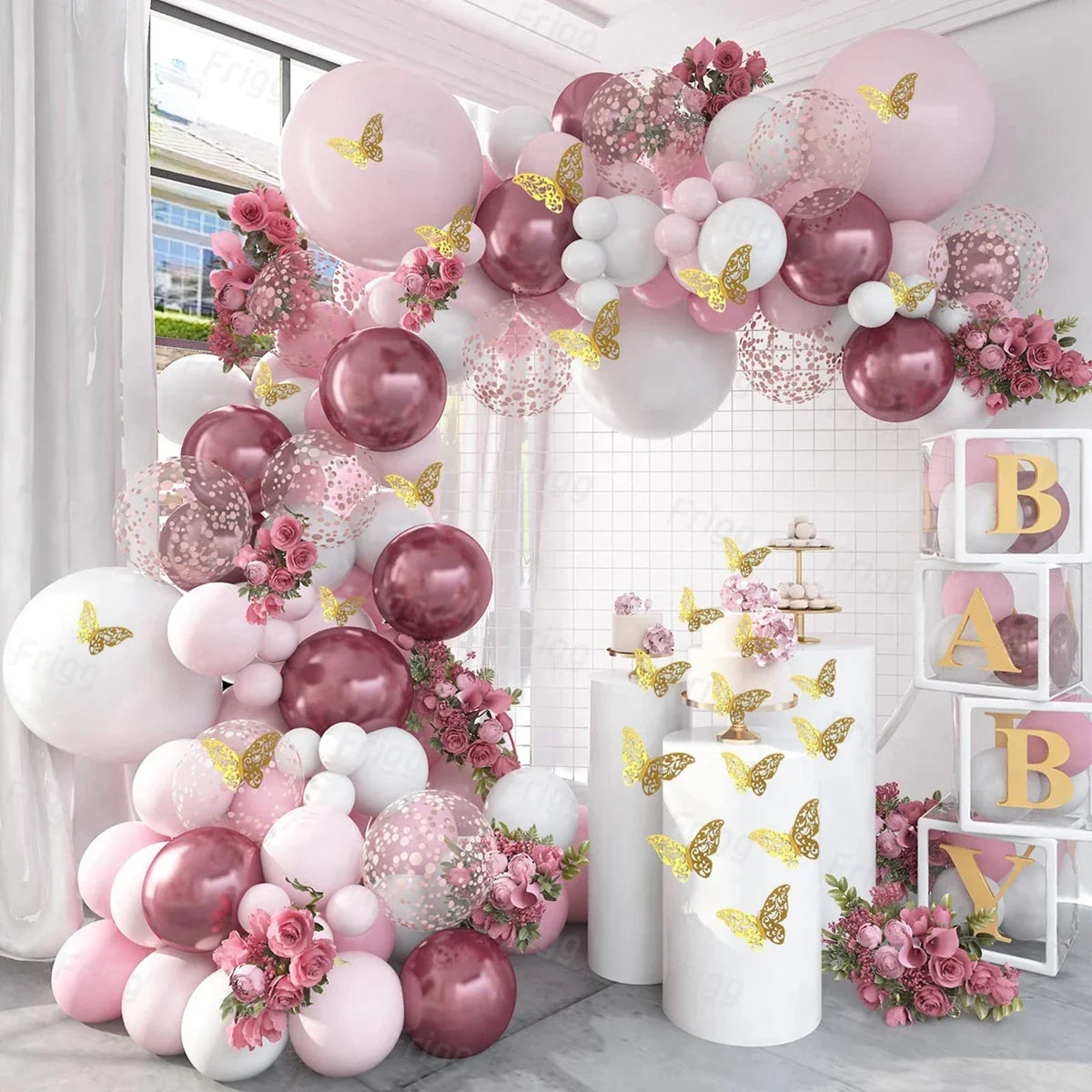 Perfecsy Purple Butterfly Balloons Garland Arch Kit Latex Ballon Birthday Party Decor Kids Adult Wedding Baloon Baby Shower D