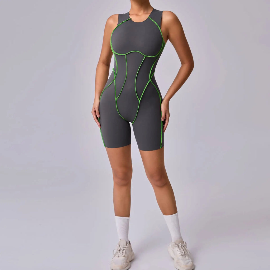 DINGPAI Back Scrunch Yoga Jumpsuit Women One-Piece Suit Sleeveless