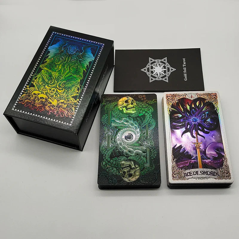 Legend Cthulhu Whispers Of The Old Gods Luxe Gold Foil Tarot PVC Divination Cards With Frosted Finish In Nice Megnetic Box