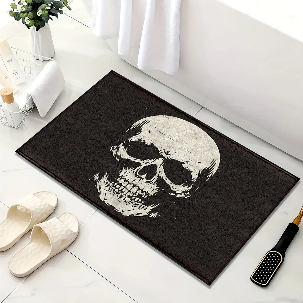 Perfecsy VIKAMA Halloween Horror Skull Carpet Door Mat Living Room Carpet Rug For Bedroom Black Floor Mat Anti-Fouling Dirt-R