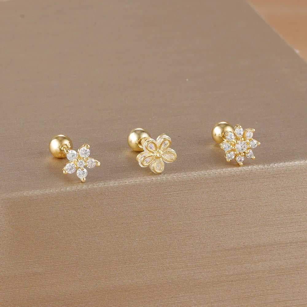 SORI STYLE 3PCS Crown Stud Earring Set for Women — back view