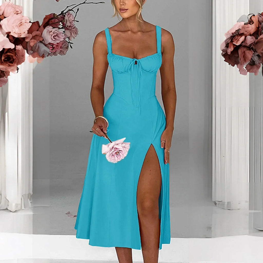 Envy NYC Envy NYC Square Neck Lace Up Corset Midi Dress — product category context