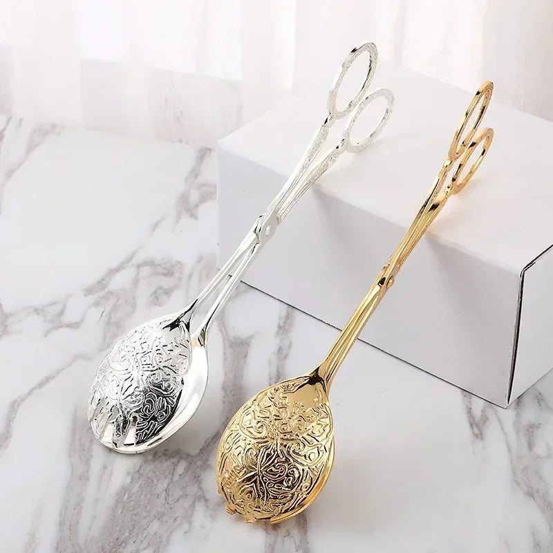 Perfecsy Zinc Alloy Metal Spoon Salad Clip Exquisite Party Self-service Clip Tray Cake Birthday Party Tableware Clip Multifun