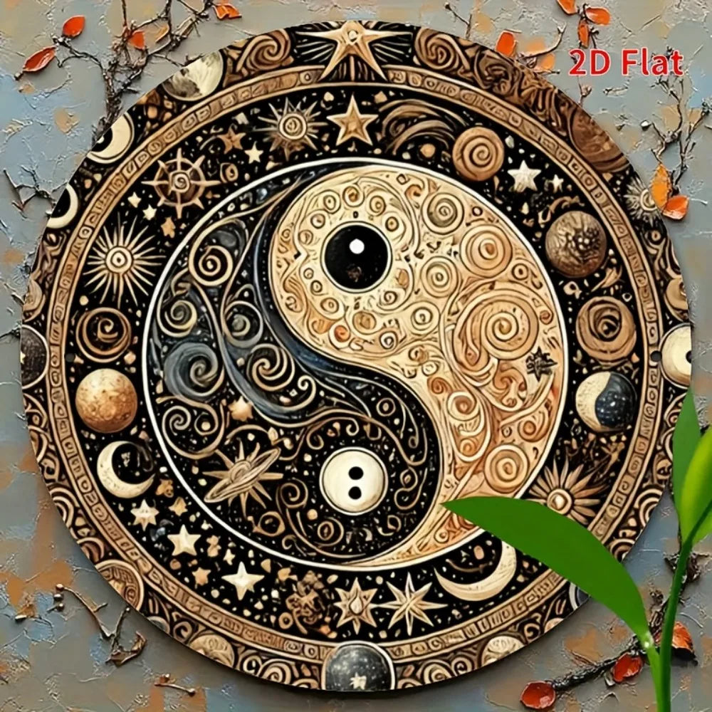Perfecsy Yin Yang Feng Shui Metal Sign -Hanging Decor for Home, Office, Cafe, Bar - Indoor & Outdoor Multi-Use with Detailed 