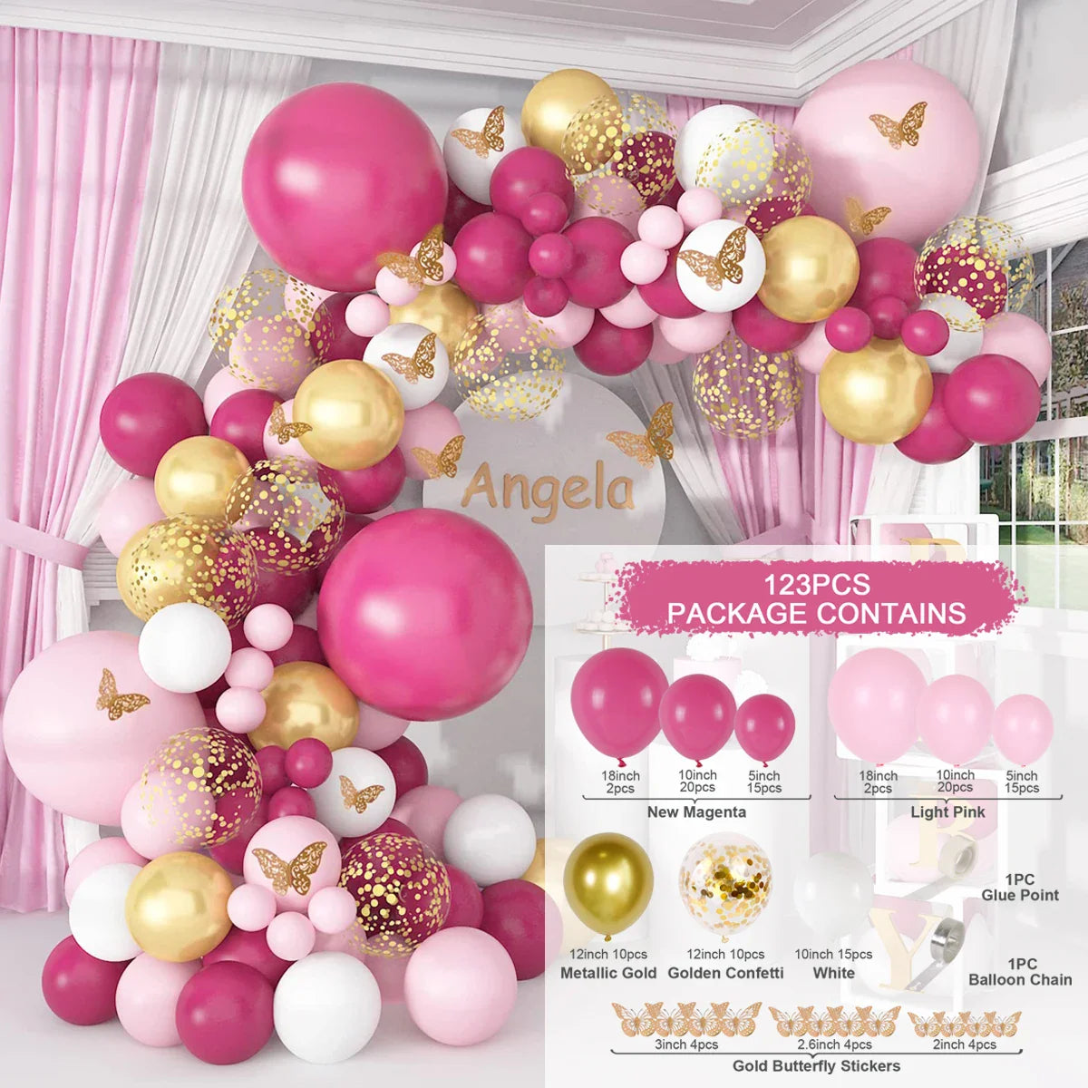 Perfecsy Purple Butterfly Balloons Garland Arch Kit Latex Ballon Birthday Party Decor Kids Adult Wedding Baloon Baby Shower D