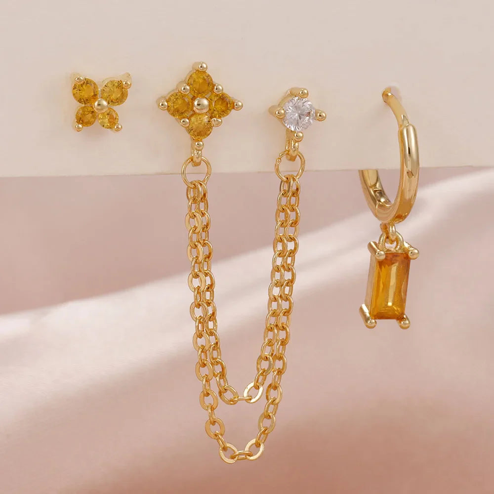 SORI STYLE Zodiac Birthstone Earrings Set for Everyday Celestial Style — side view