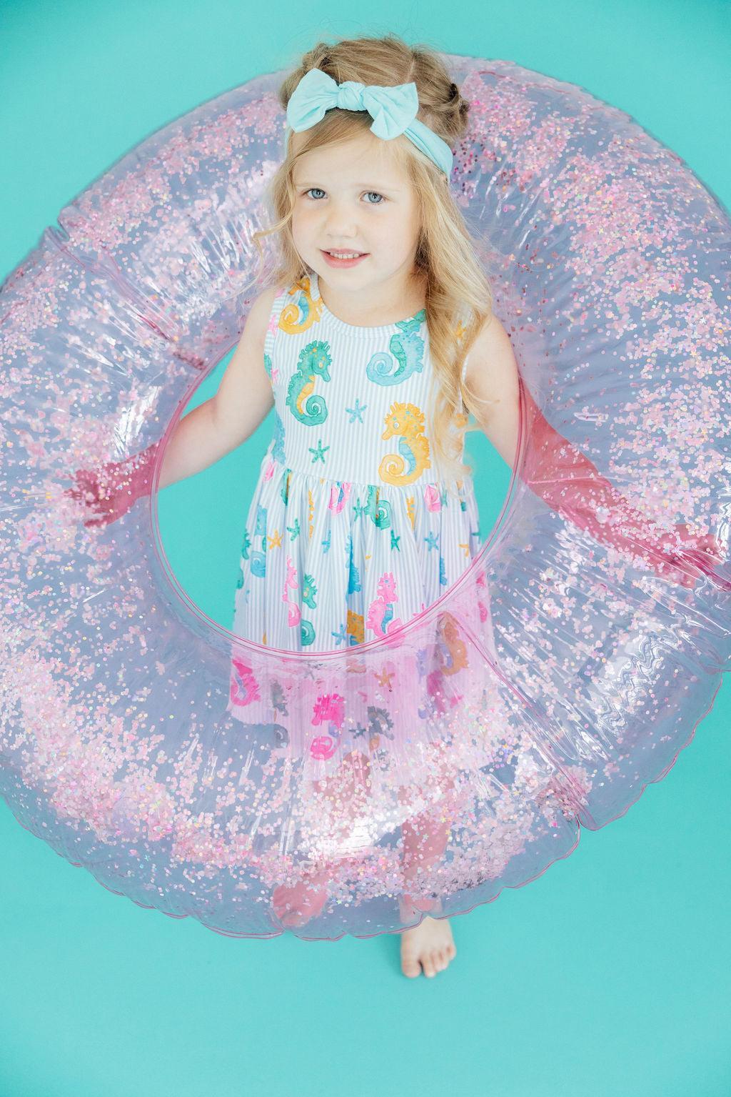 Mila & Rose ® Seahorse Swirl Tank Twirl Dress — detail close-up
