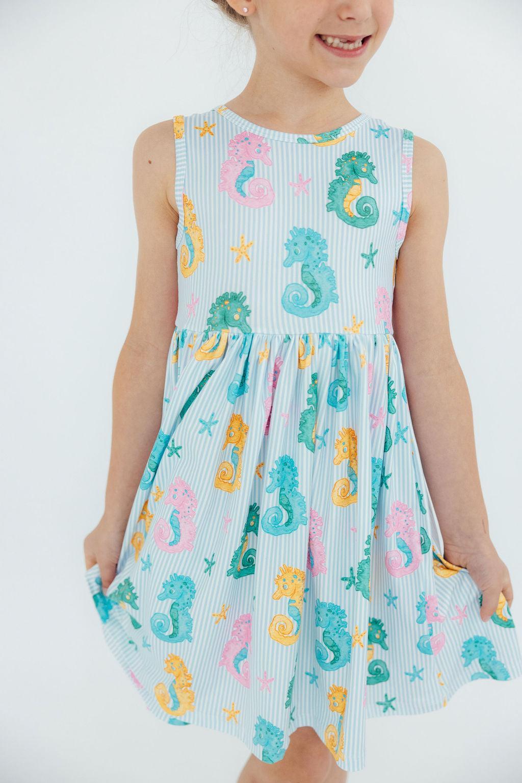 Mila & Rose ® Seahorse Swirl Tank Twirl Dress — lifestyle context