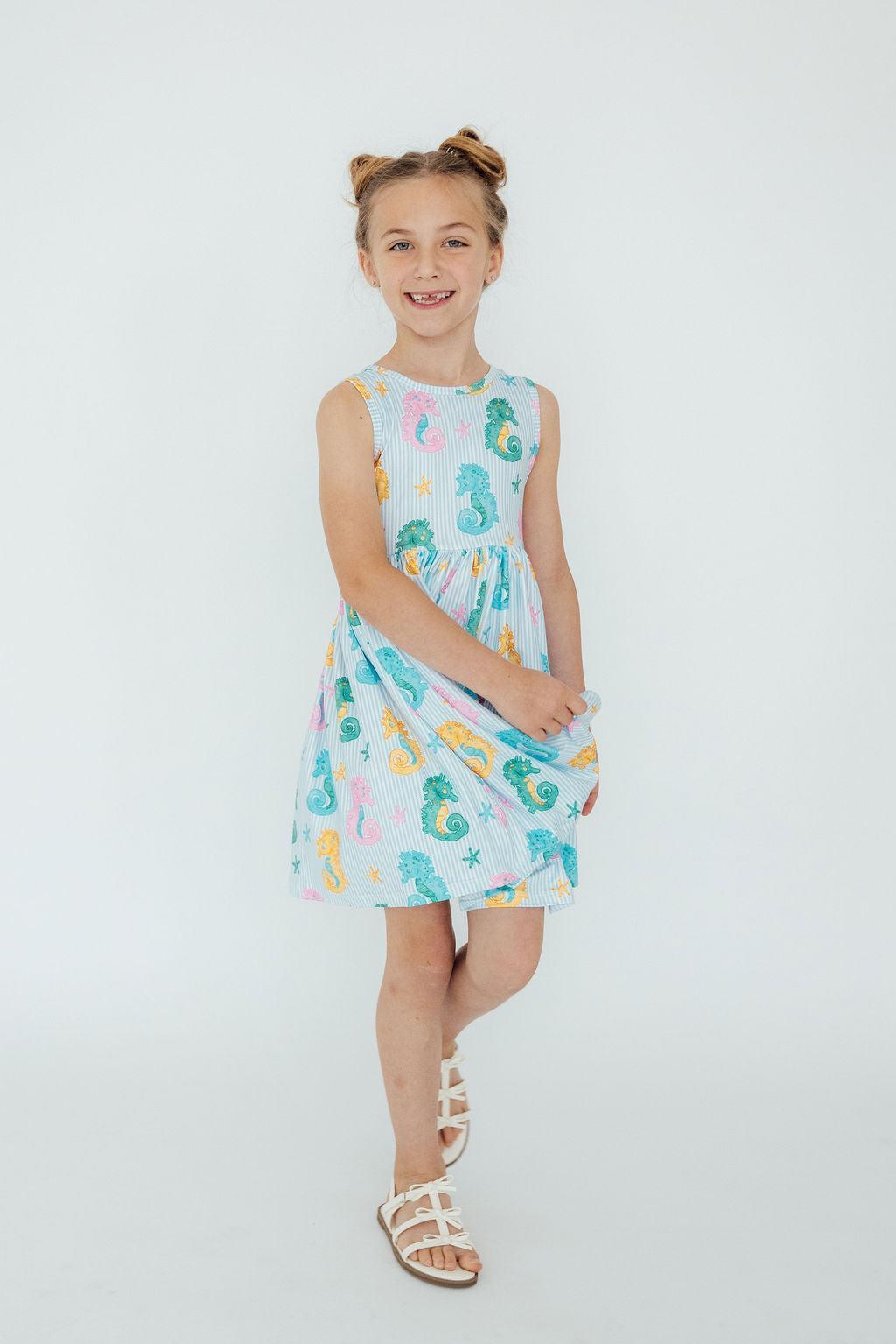 Mila & Rose ® Seahorse Swirl Tank Twirl Dress — side view