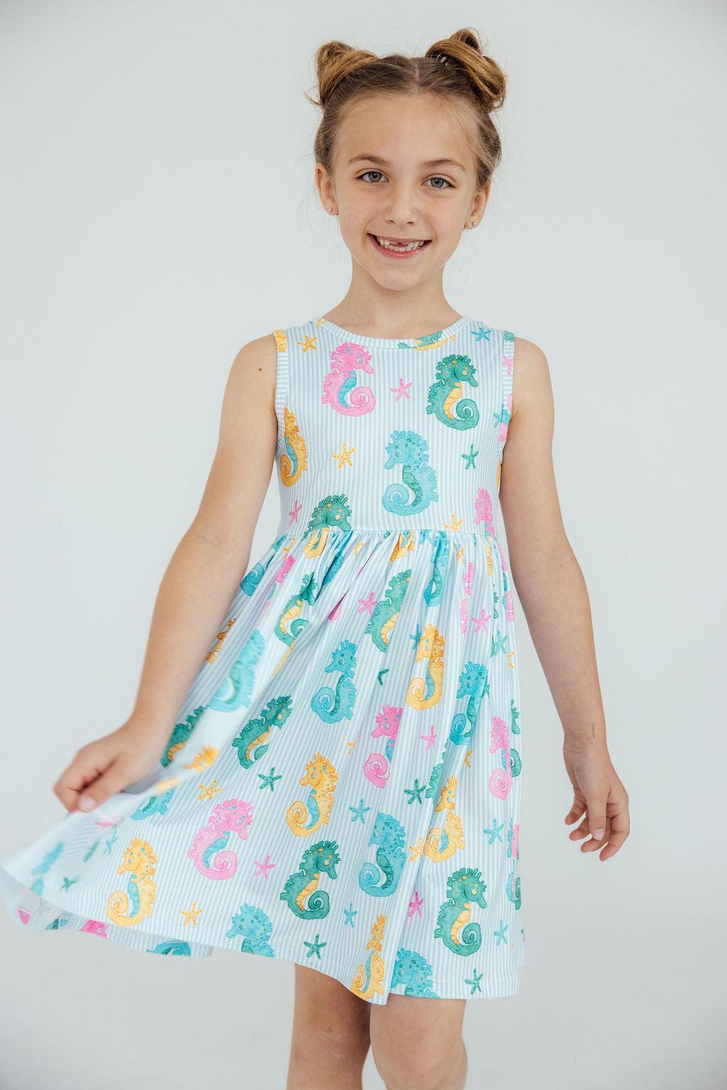 Mila & Rose ® Seahorse Swirl Tank Twirl Dress — back view