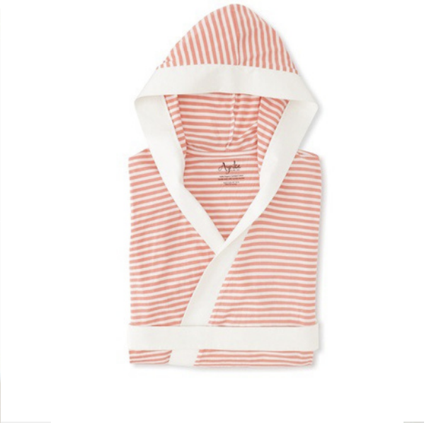 Seaside Serenity Stripe Organic Hooded Short Robe – Pure Fiber, view 6