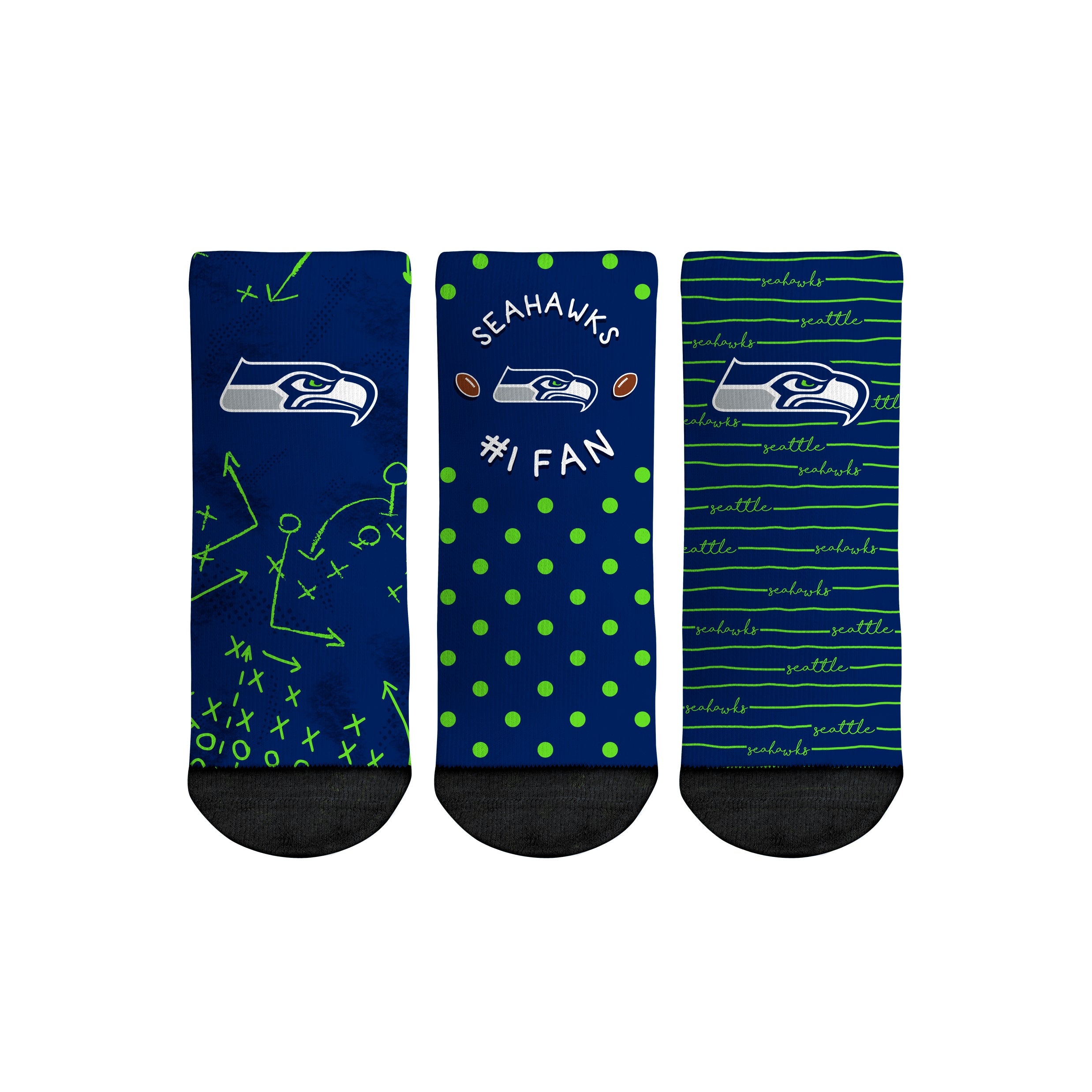 Rock 'Em Socks Rock 'Em Socks Seattle Seahawks - Number 1 Fan 3-Pack (Toddler) — main product shot