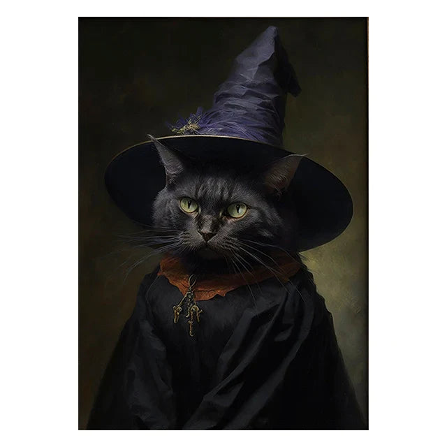 Perfecsy Retro Crow Witch Bat Skull Dark Academia Gothic Victorian Style Wall Art Canvas Painting Poster Print Halloween Gift