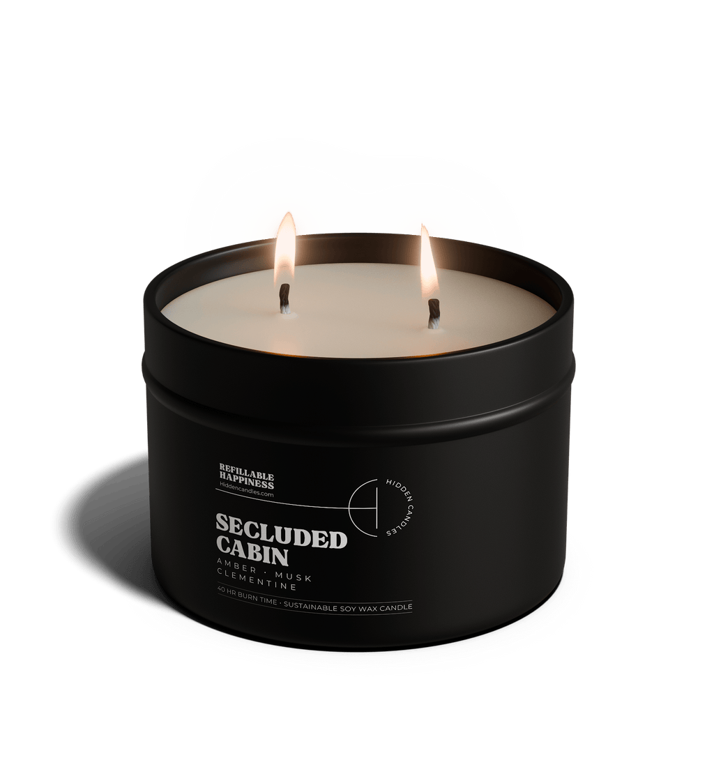 Secluded Cabin Candle 10.6 oz – Bergamot, Cedarwood & Smoked Amber – Hidden Candles