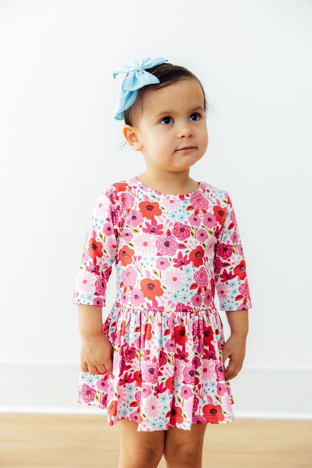 Mila & Rose ® Secret Garden 3/4 Sleeve Twirl Bodysuit — back view