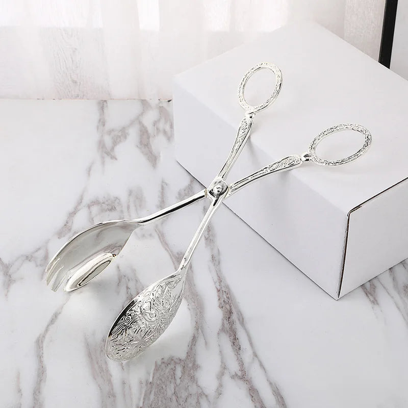 Perfecsy Zinc Alloy Metal Spoon Salad Clip Exquisite Party Self-service Clip Tray Cake Birthday Party Tableware Clip Multifun