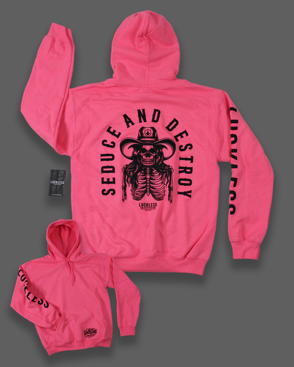 Luckless Outfitters Seduce & Destroy Hoodie — detail close-up