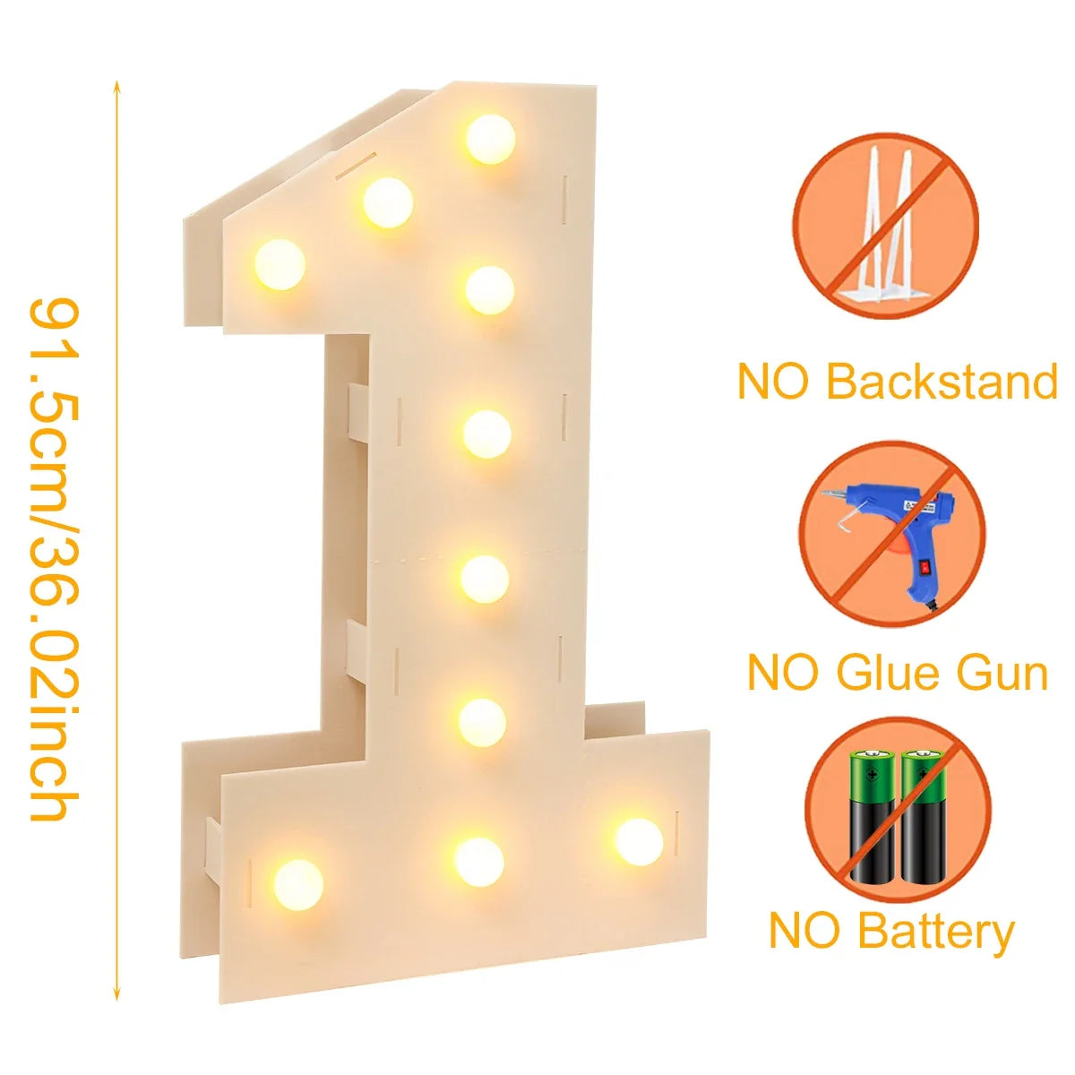 91.5CM Giant Number Led Light Frame 1st Birthday Party Decor Kids Wedding 30th 50th 60th Birthday Party Supplies Baby Shower