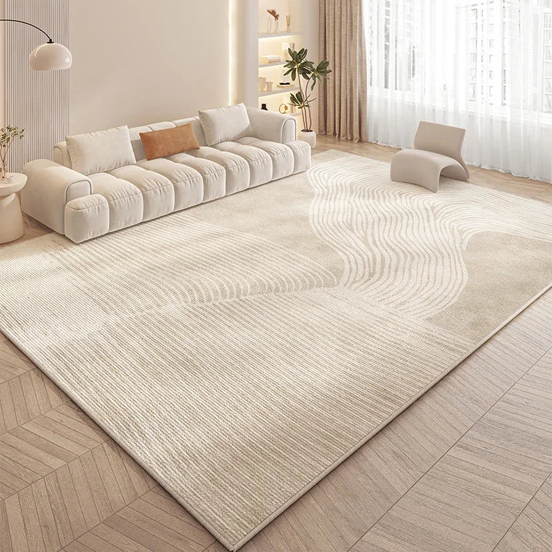 Perfecsy VIKAMA Minimalist Cream-Style Carpet For Large-Scale Living Room Floor Mat, Sofa, Coffee Table And Blanket For Home 
