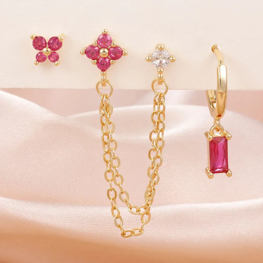 SORI STYLE Zodiac Birthstone Earrings Set for Everyday Celestial Style — product on model