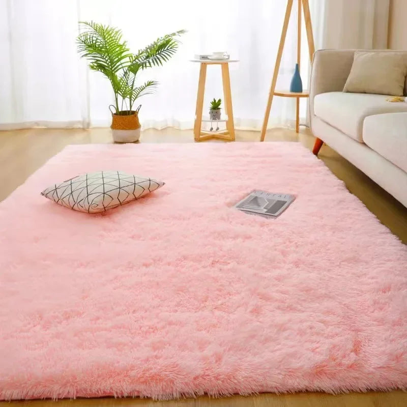 Perfecsy VIKAMA Minimalist Solid Color Shaggy Rug Fluffy and Soft Living Room Sofa Coffee Table Rug Nursery Floor Mat Home De