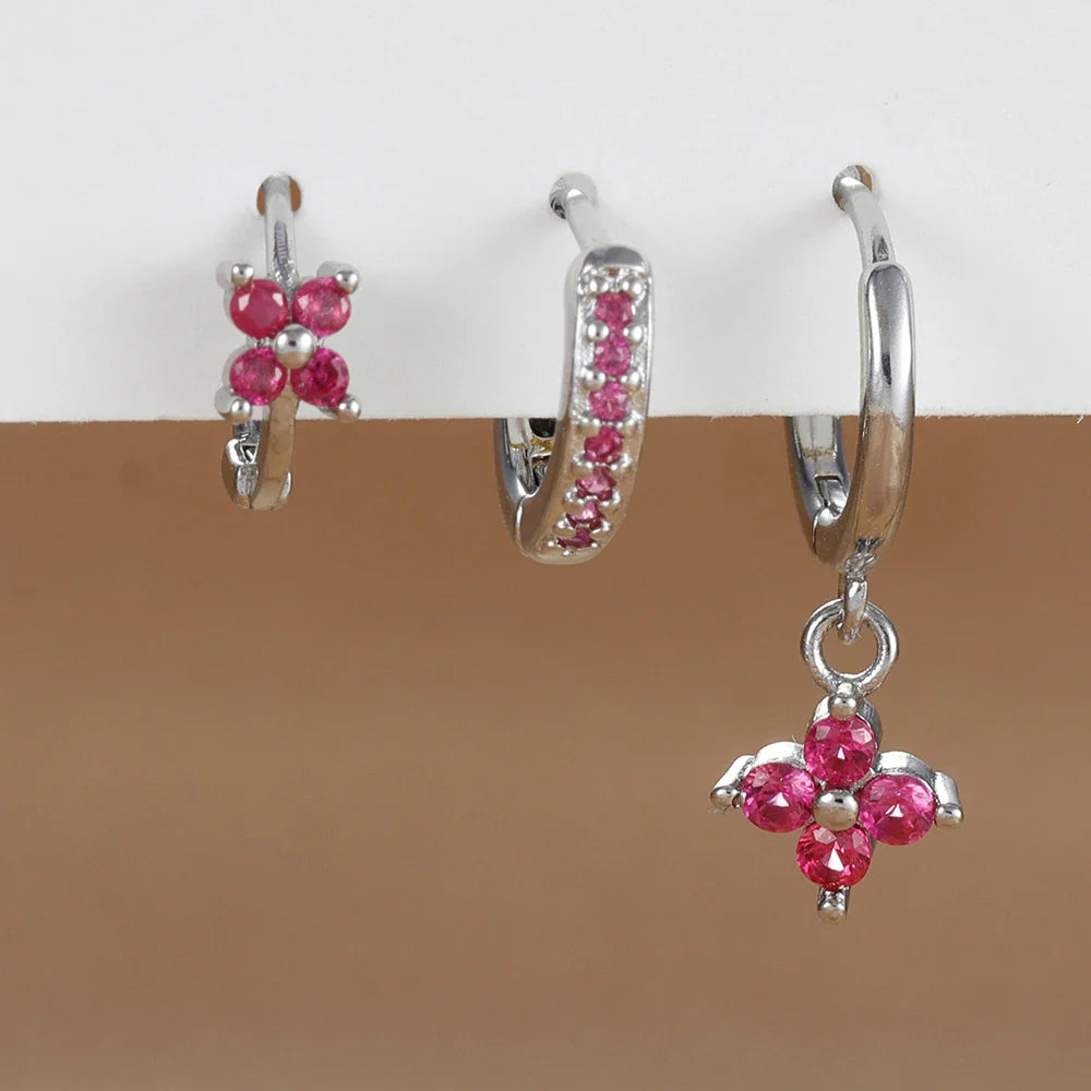 SORI STYLE 3PCS Flower Drop and Dangle Earring — in-use photo