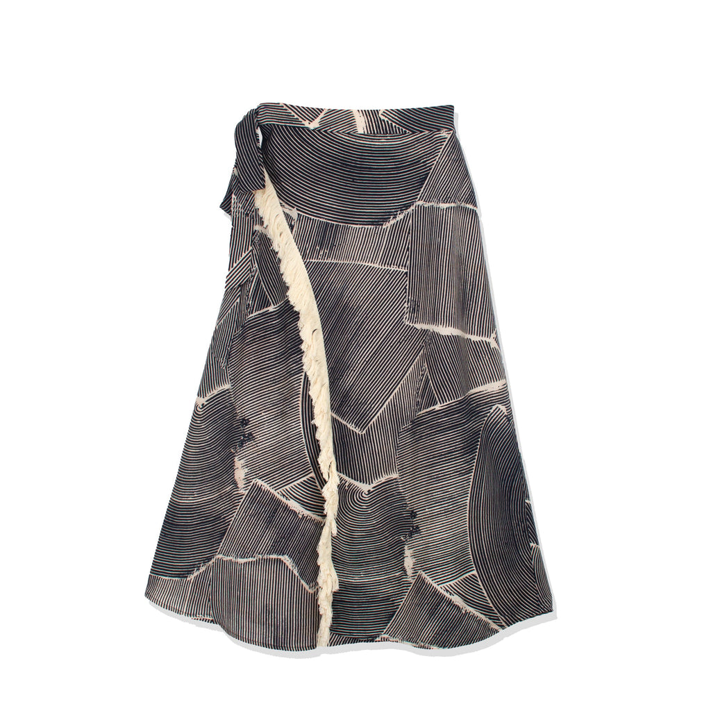 profile-nyc FAUX WRAP FRINGE SKIRT — lifestyle context