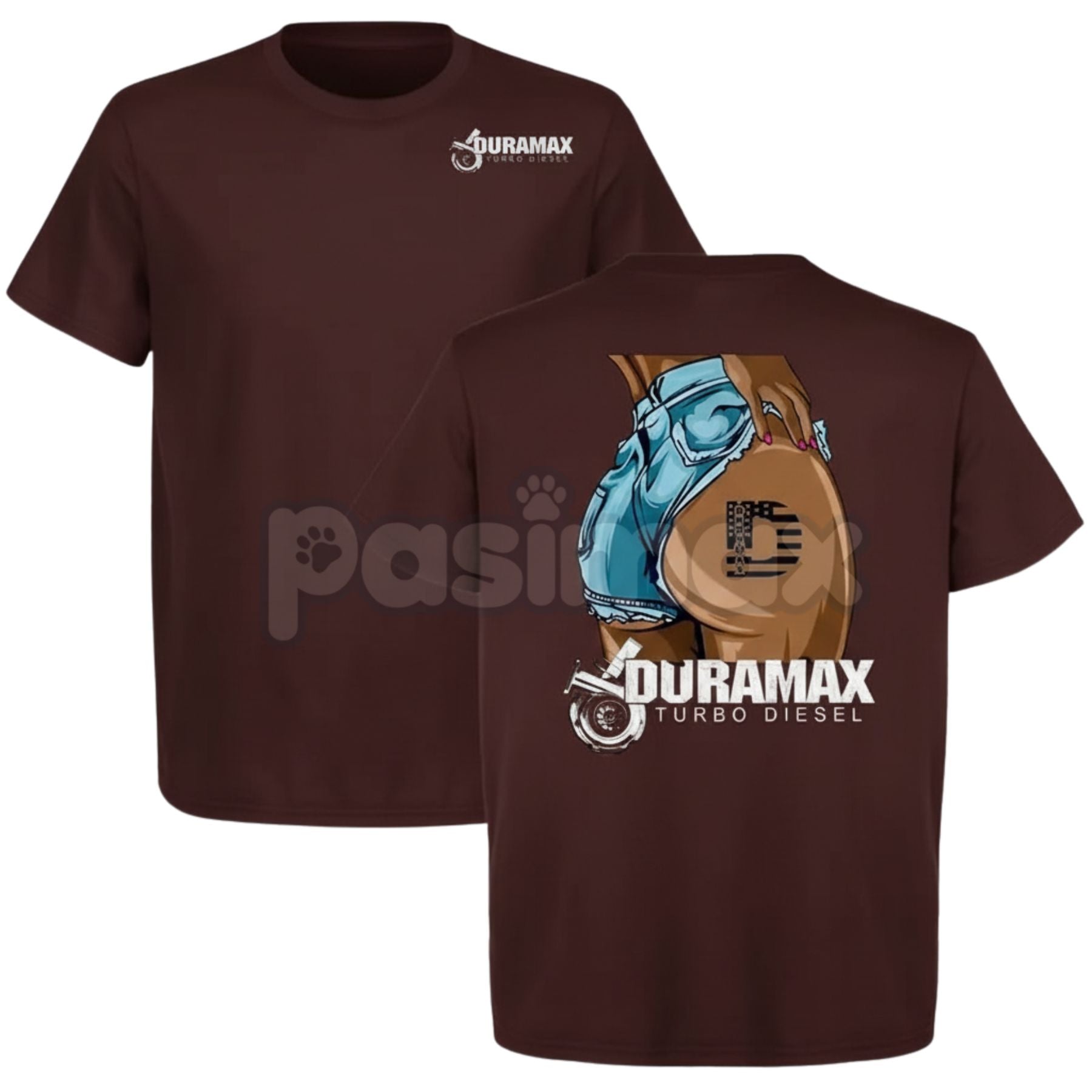 Pasimax Sexy Duramax Babe 2 Sides T-shirt - Truck & Car Enthusiast Shirt, Diesel Performance Apparel, Bold Women's Truck Fan 
