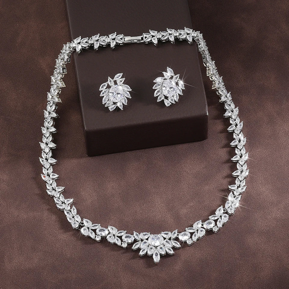 Envy NYC ZAKOL Brand Gorgeous Shiny Full Zirconia Earring Necklaces Jewelry Set Luxury… — comparison shot