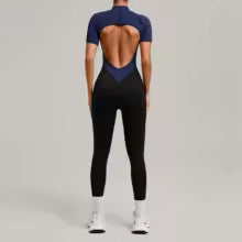 Women's One Piece Yoga Jumpsuit Short Sleeve Push Up Training Bodysuit