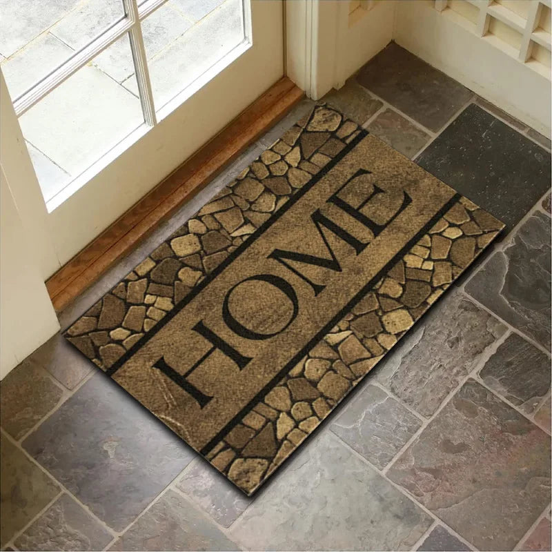 Perfecsy VIKAMA Crystal Velvet Floor Mat Stone Wood Grain Entryway Door Mat Entry Non-Slip Foot Mat Home Decoration Small Car