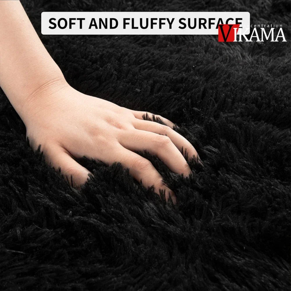 Perfecsy VIKAMA Minimalist Solid Color Shaggy Rug Fluffy and Soft Living Room Sofa Coffee Table Rug Nursery Floor Mat Home De