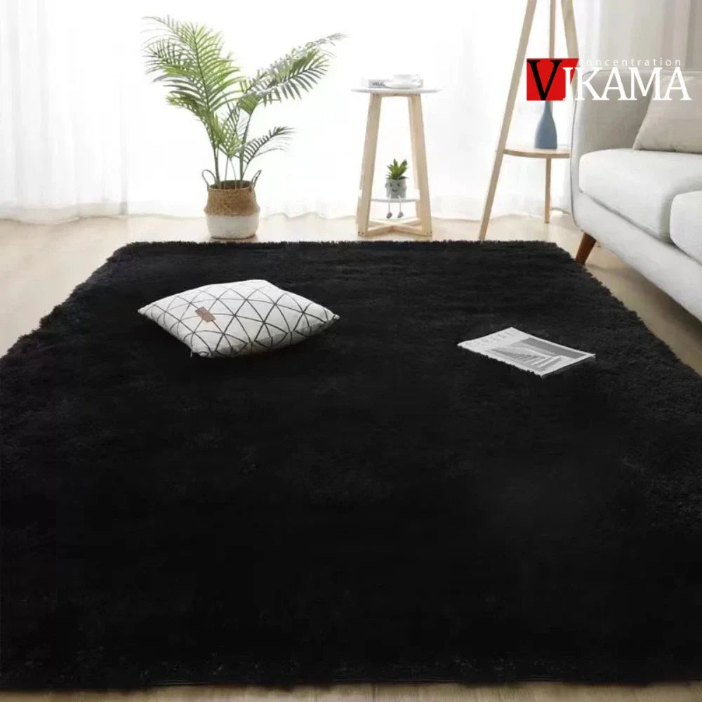 Perfecsy VIKAMA Minimalist Solid Color Shaggy Rug Fluffy and Soft Living Room Sofa Coffee Table Rug Nursery Floor Mat Home De