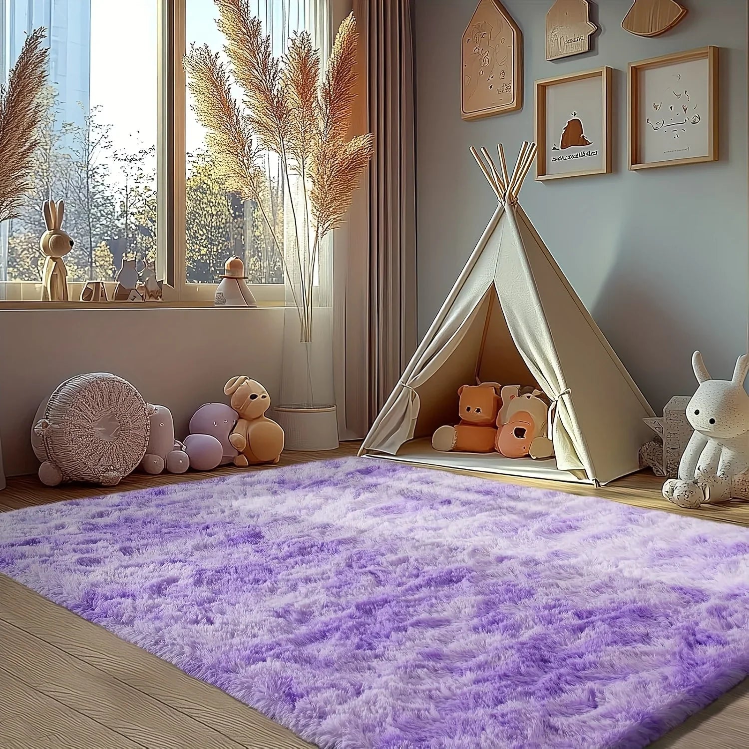Perfecsy VIKAMA Silky Dream Purple Carpet High-end Carpet For Live Room  Girls Bedroom Carpet Bedside Rugs Warm Washable Carp