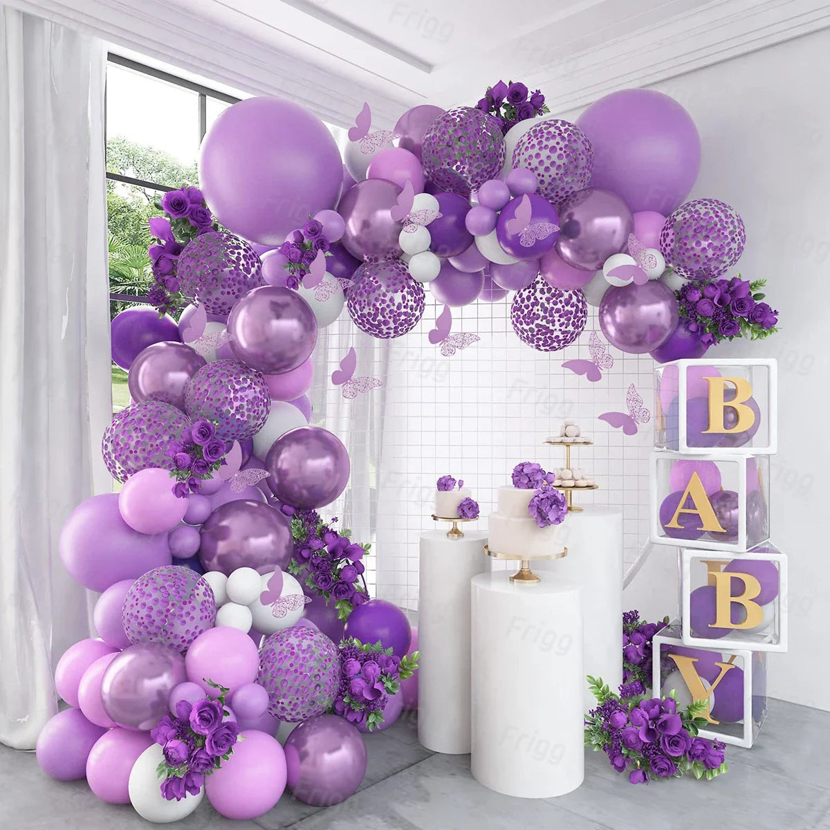 Perfecsy Purple Butterfly Balloons Garland Arch Kit Latex Ballon Birthday Party Decor Kids Adult Wedding Baloon Baby Shower D